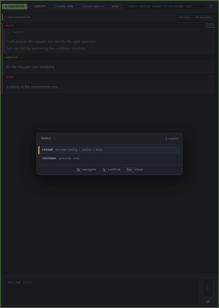 daemon leaf — reload + shutdown actions